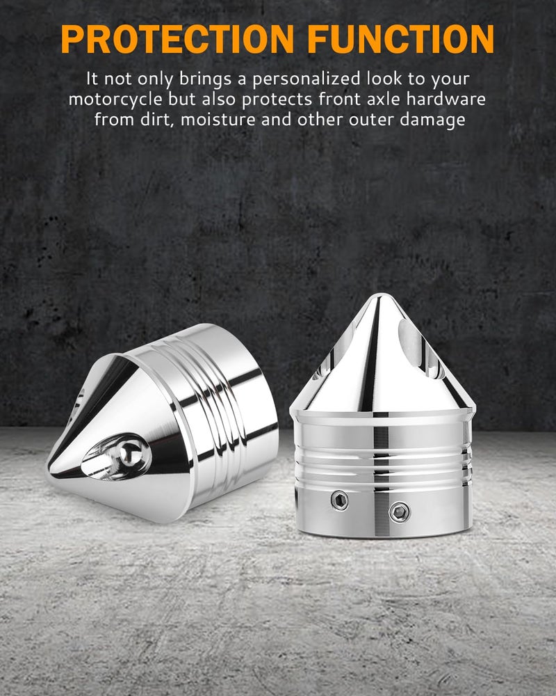 PBYMT Chrome Front Axle Nut Cover Cap CNC Aluminum Compatible for Harley Davidson Softail Touring Road King Street Glide Electra Glide Iron 883 Fat Boy 2002-2024 - Image 3